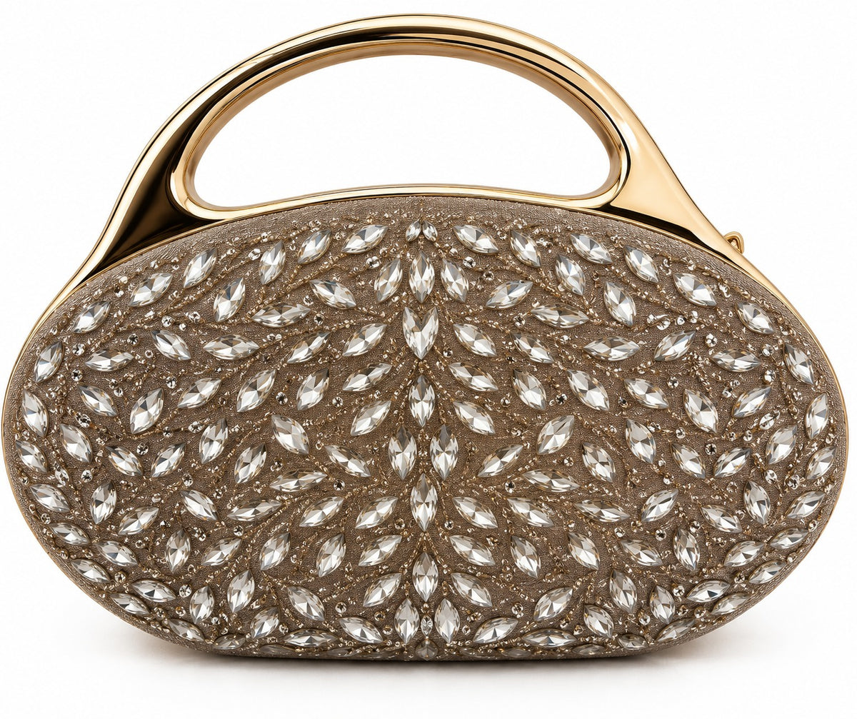 POCHETTE OVALE ORNEE DE CRISTAUX