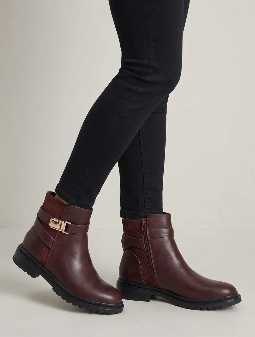 BOTTINES SIMILI CUIR A TALON BLOC
