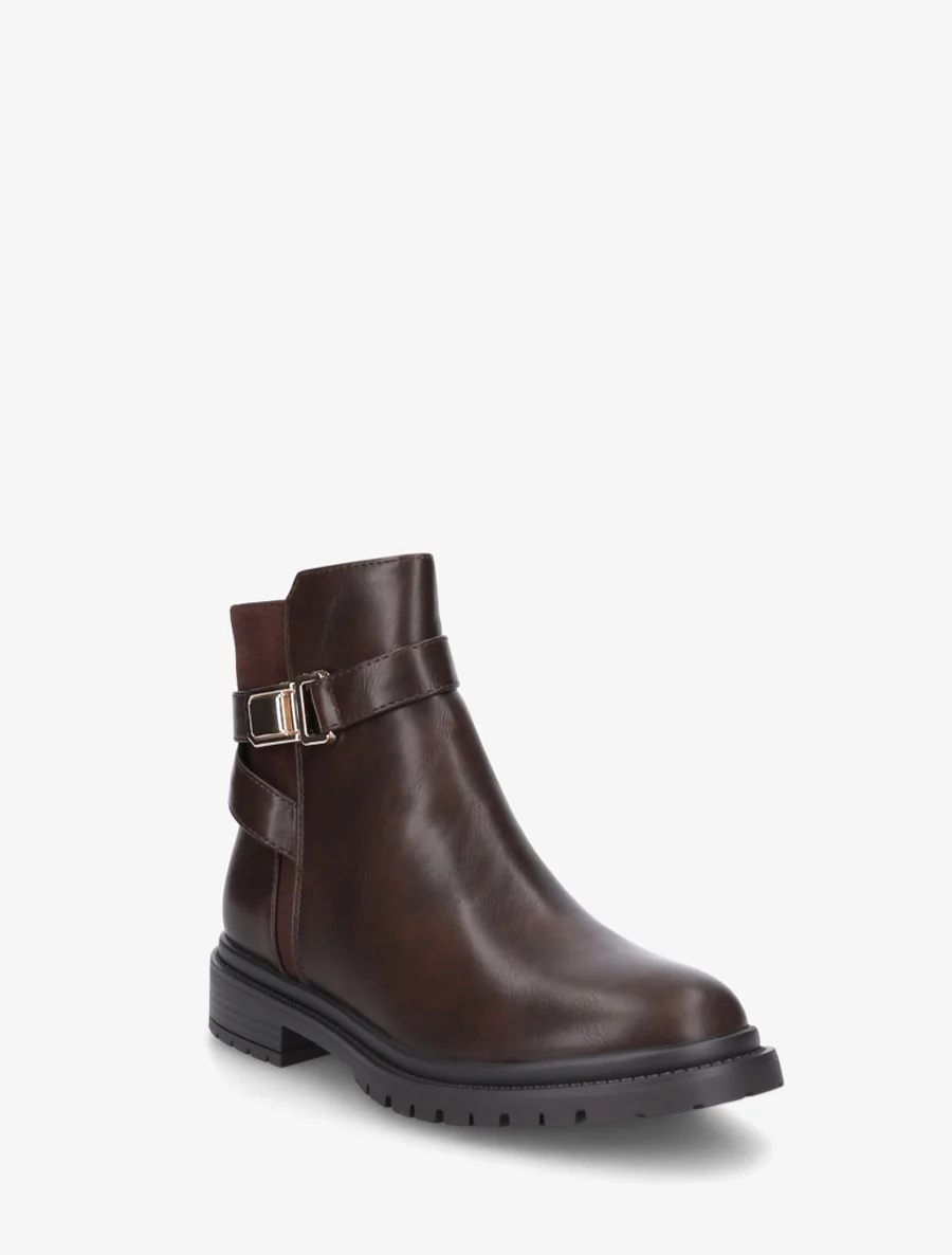 BOTTINES SIMILI CUIR A TALON BLOC