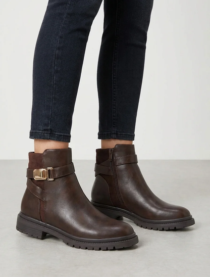 BOTTINES SIMILI CUIR A TALON BLOC