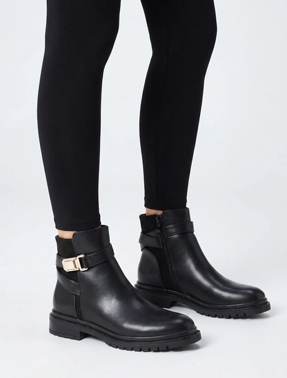 BOTTINES SIMILI CUIR A TALON BLOC